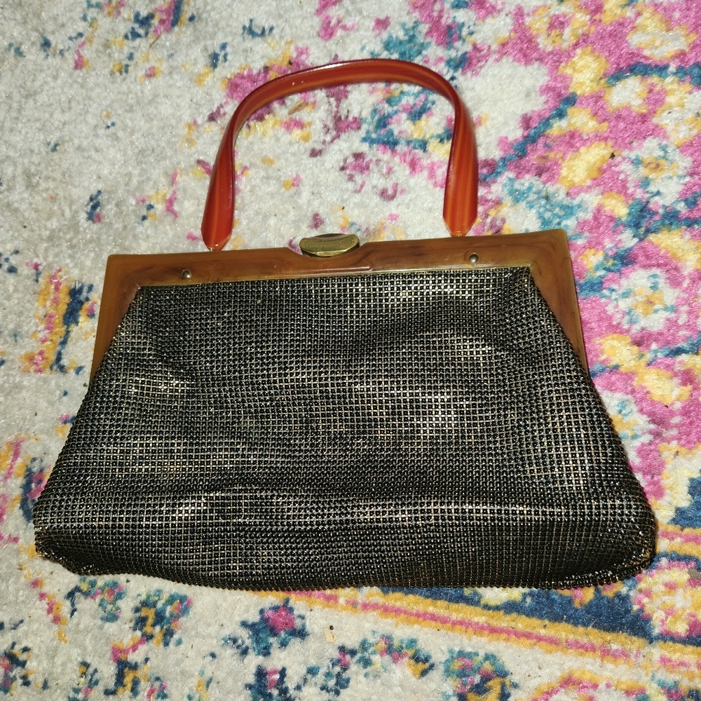 Whiting Davis USA Mesh Purse Handbag Bakelight Handle As Is